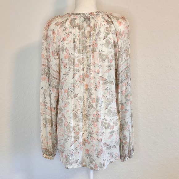 Lucky Brand, Boho Airy Floral Print Long Sleeve Blouse, Size M - Picture 4 of 7